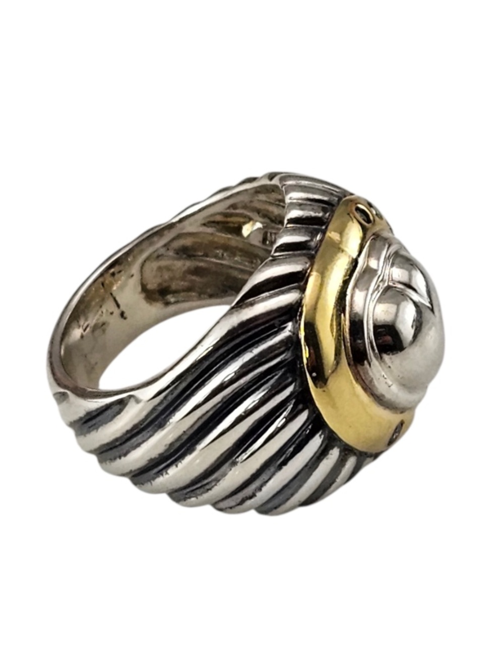 David Yurman Sterling Silver & 18K/14K Gold Diamond Heart Ring Size 6 #24619 - Picture 4 of 9